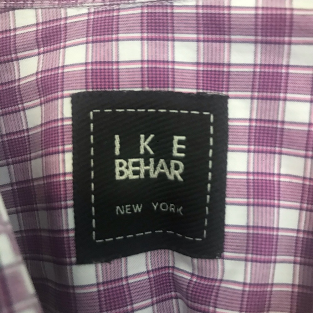 Men's Ike Behar Cotton Shirt - Purple and White - Size M